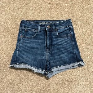 Never worn, 00 American eagle jean shorts, in dark blue.